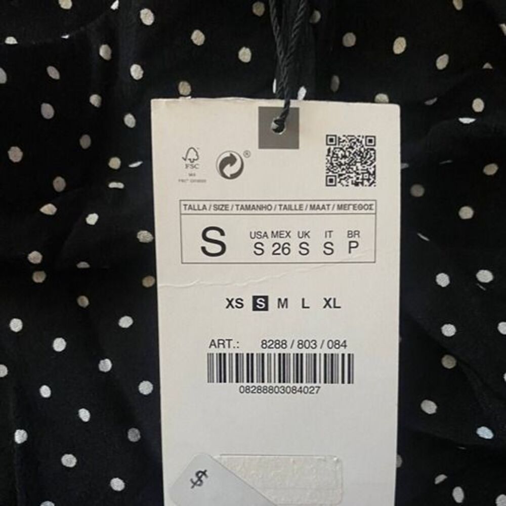 ZARA POLKA DOT BOW TRIM SKORT BLACK SMALL - Picture 6 of 6